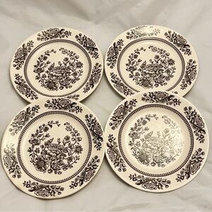 Vintage Royal Cavalier Jeannette Sussex Brown Floral Dessert Plates Set of 4